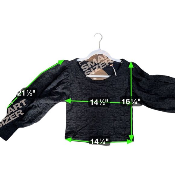 Free People Tea Time Blouse Women M Black Lace Open Back Puffed Sleeves Boho NWT - Picture 9 of 11